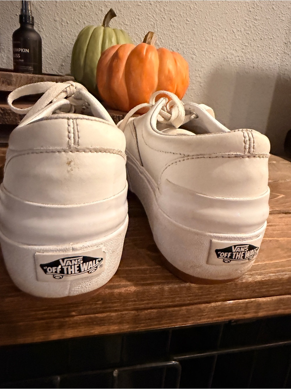 Vans Women’s White Leather Platform Sneakers - Picture 2 of 5